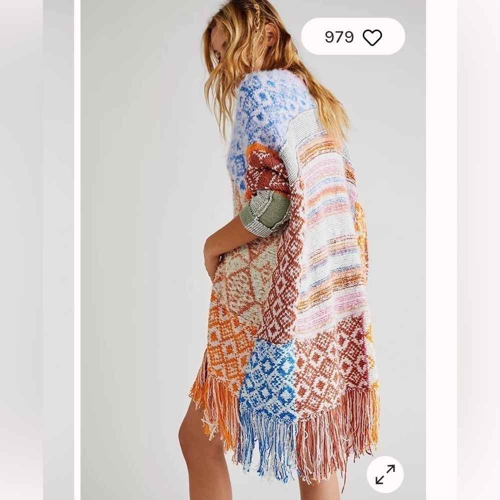 Free People at Dawn Poncho size small oversized. Sold out Cardigan!